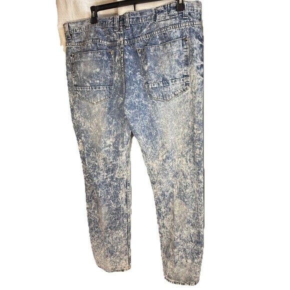 Thrill Denim Jeans Pants Mens Blue Acid Wash Distressed as 42/33 measures 44/33 - Picture 5 of 9